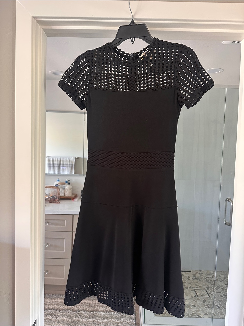 MICHAEL Michael Kors Black Lace-Detail Midi Dress